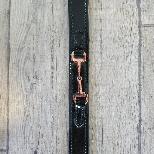 Patent Leather Belt with Rose Gold Bits