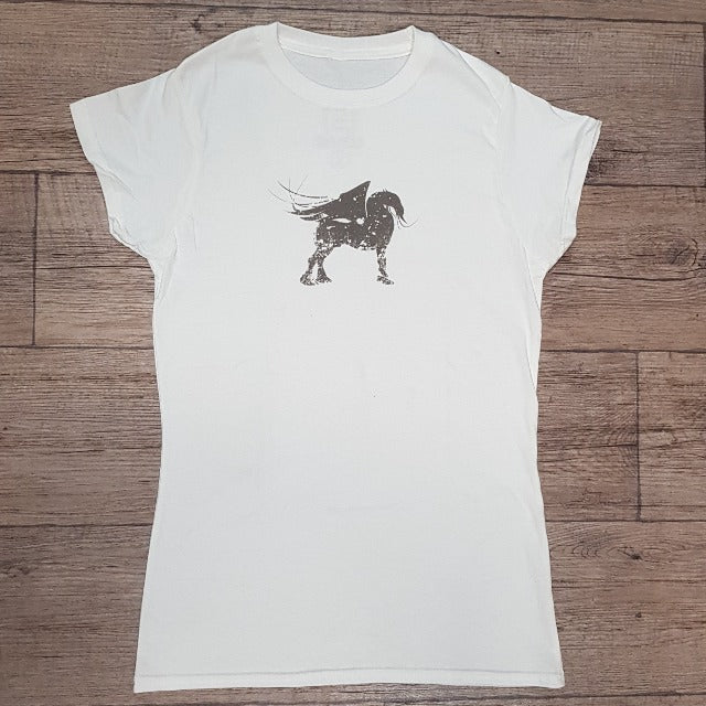 Ladies Fitted Designer T-Shirt White Mythical Horse