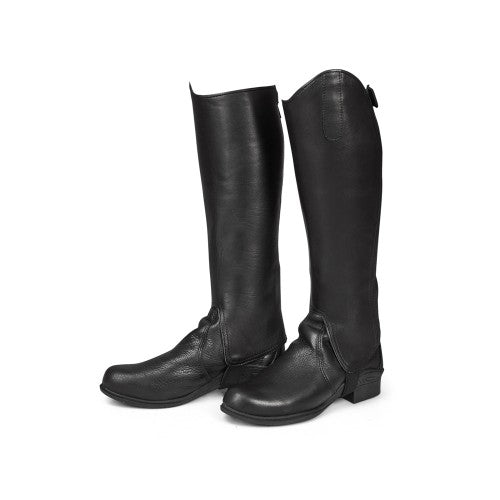 Cow Leather Gaiters with Curved Zip